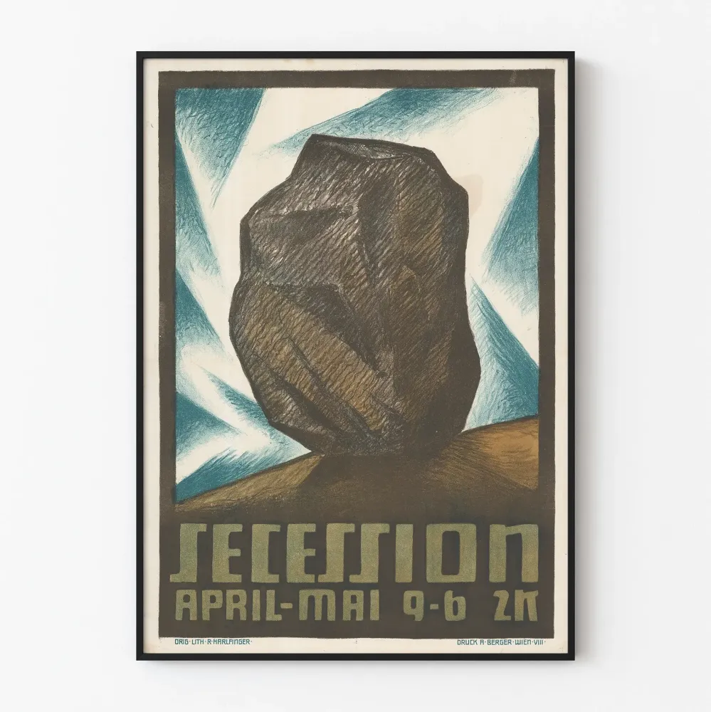 Secession juliste kivimotiivillä ja valolla