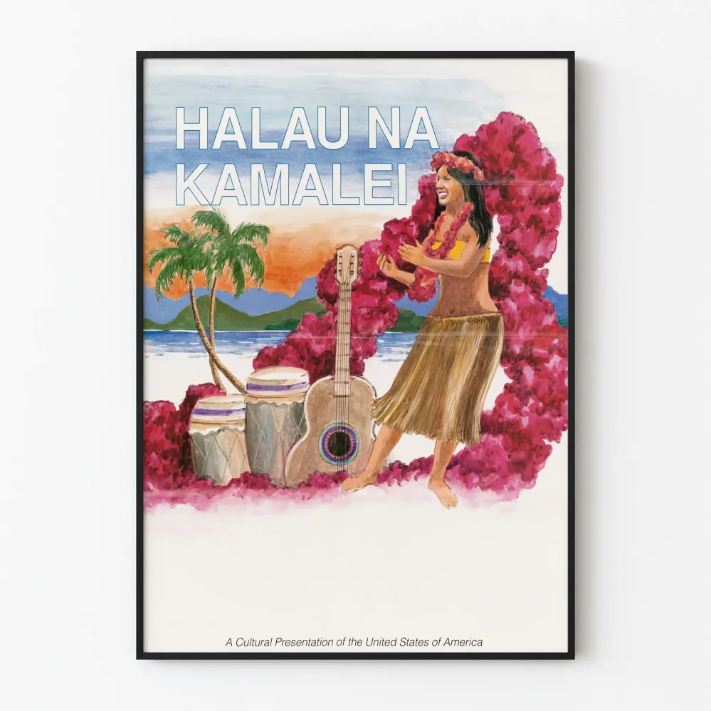 Seinäkoristejuliste Hula Halau Na Kamalei Ranta ja Musiikki