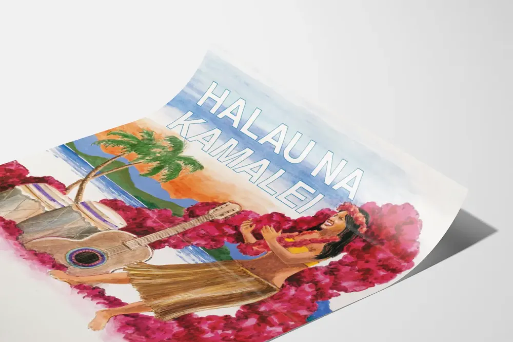 Seinäkoristejuliste Hula Halau Na Kamalei Ranta ja Musiikki