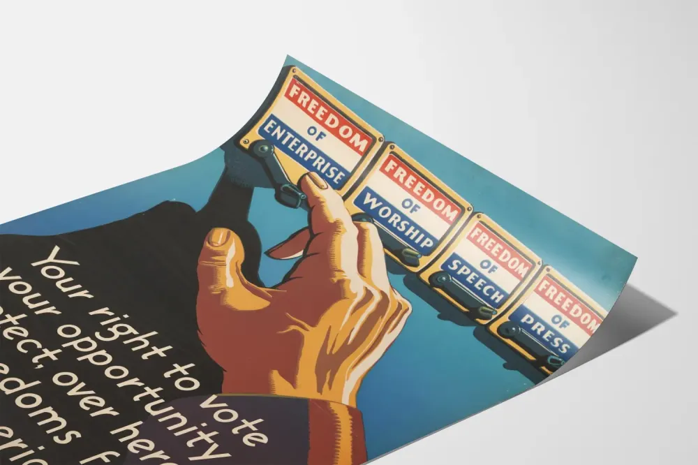 seinän koristejuliste Yhdysvaltain vapaudet ja äänioikeus