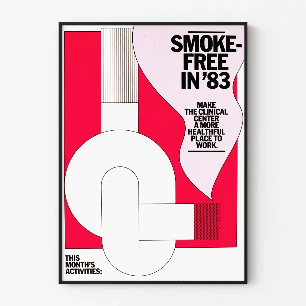 Sisustustuloste tupakoinnin vastainen vintage 'Smoke-Free '83' -tyylinen poptaide