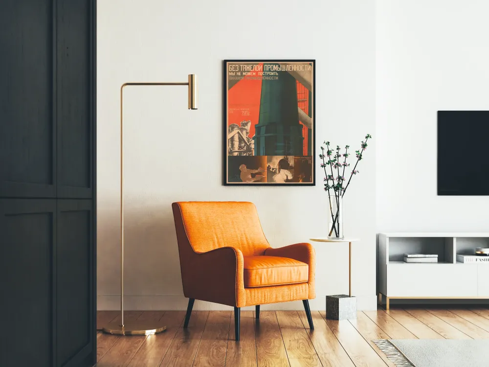 Soviettinen teollisuuspainos vintage-tyyliseen moderniin seinäkoristukseen