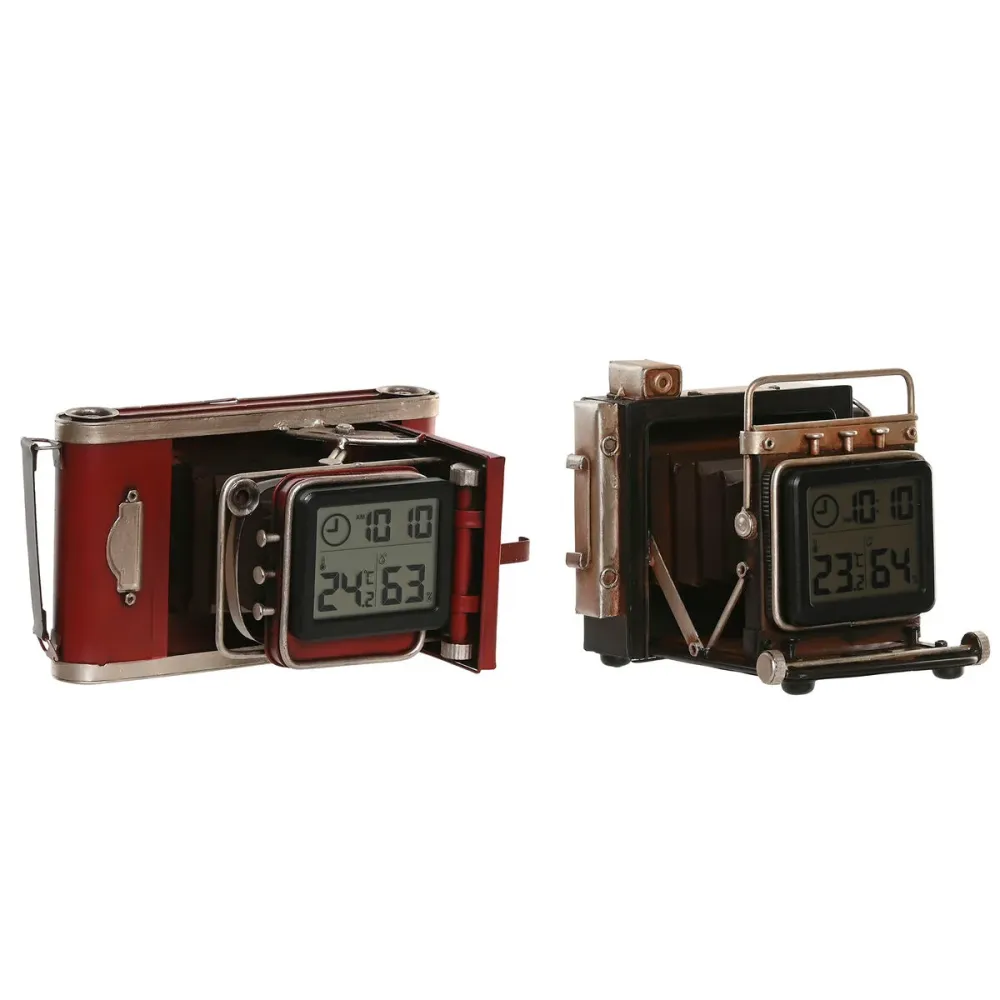 Stalinis laikrodis Home ESPRIT Musta Punaruskea Kamera Vintage (2 osaa)