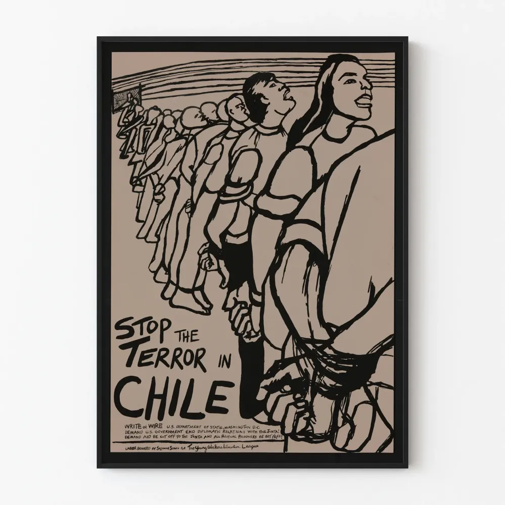 Stop terror Chile - Juliste sitoutunut mustavalkoinen