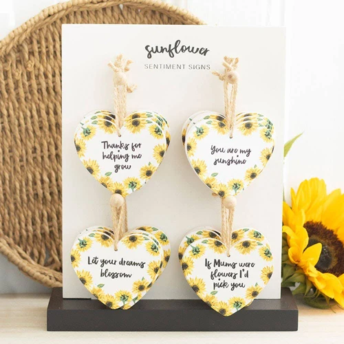 Sunflower Heart Sentiment Signs On MDF (Set 24)