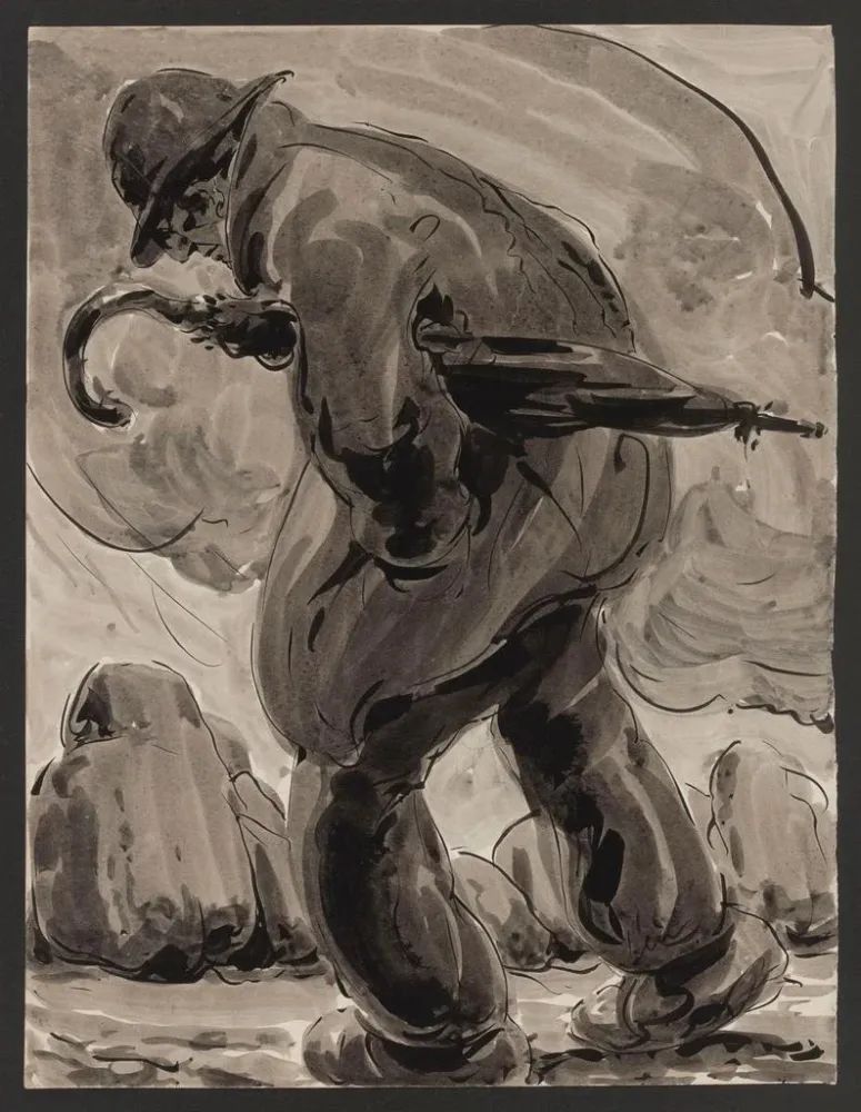L:n taidetuloste Alfred Ostin sarjasta L'Homme à la pierre - Reproduktionen