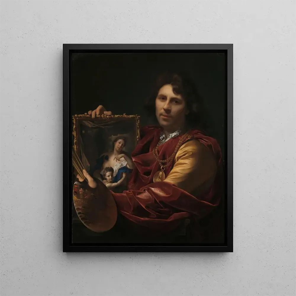 Taidetuloste Autoportrait avec le portrait de sa femme Margaretha van Rees et de leur fille Maria - Adriaen van der Werff