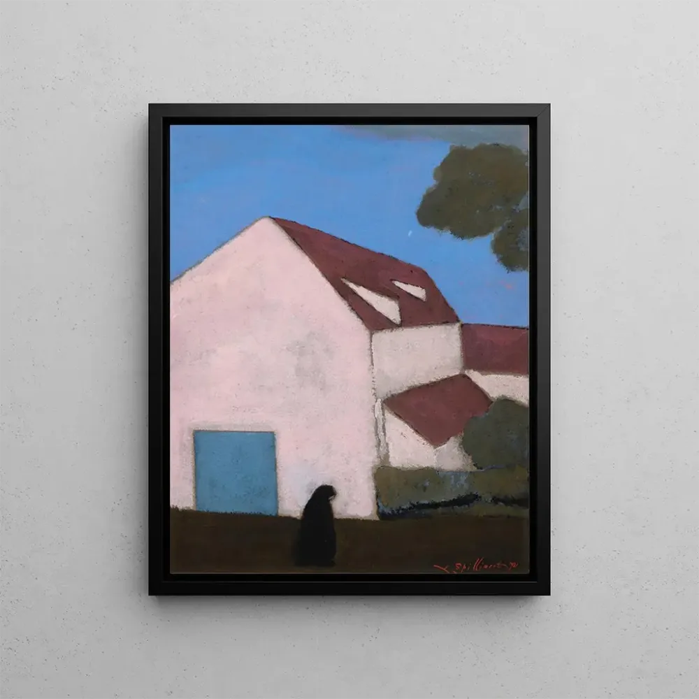 Taidetuloste Ferme, la façade rose, silhouette de femme - Léon Spilliaert | Taidetuloste