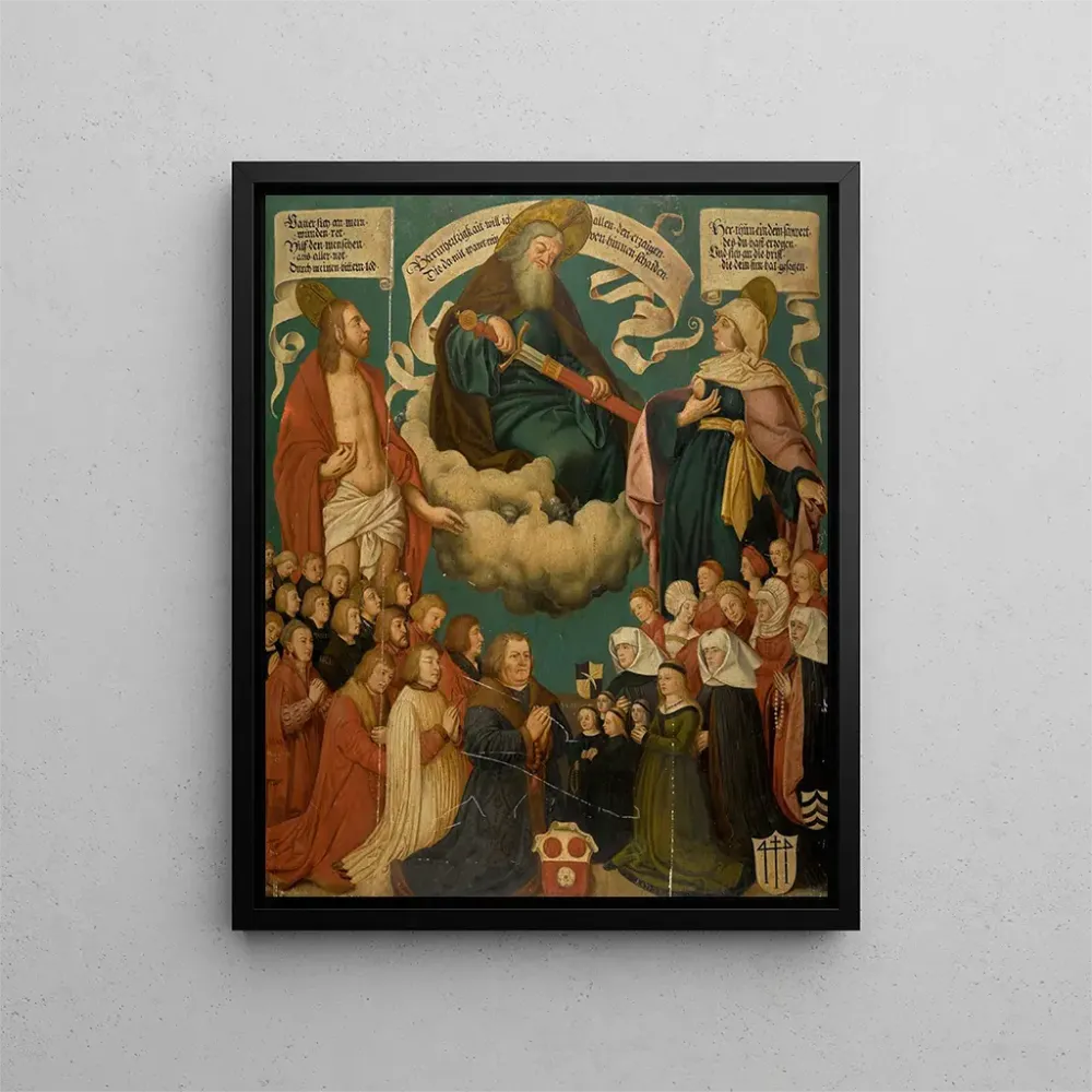 Taidetuloste Jumala Isä, Kristus ja Neitsyt Maria lahjoittajien kanssa - Hans Holbein vanhemman jälkeen