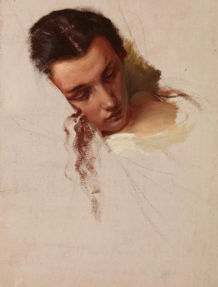 Taidetuloste Étude pour le tableau La Mort de Barbara Radziwiłł, tête de Quinn Barbara - Józef Simmler