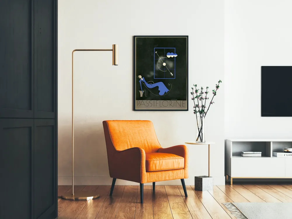 Taiteellinen juliste Passiflorine muotokuva tyylikäs sinisessä