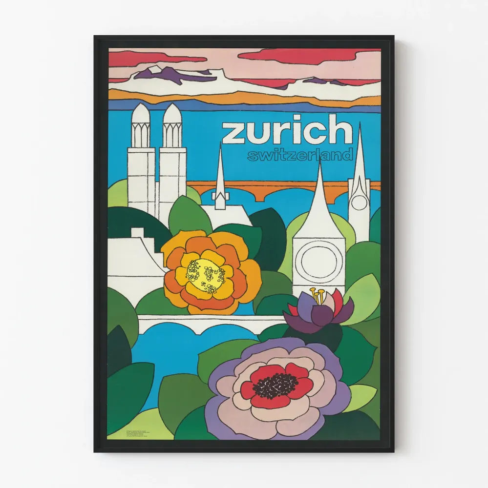 Taiteellinen juliste Zürich Sveitsi seinäkoristeluun