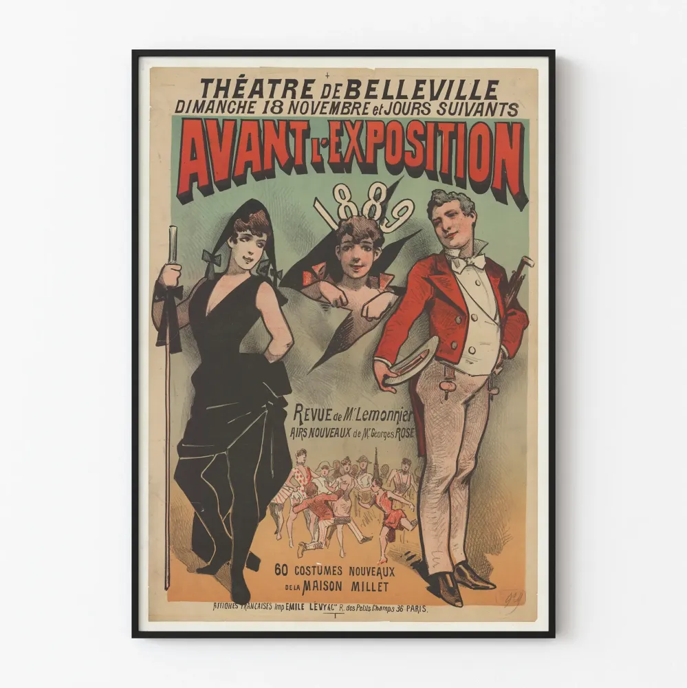 Teatteri Bellevillen juliste ennen vuoden 1889 näyttelyä
