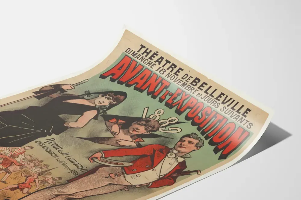 Teatteri Bellevillen juliste ennen vuoden 1889 näyttelyä