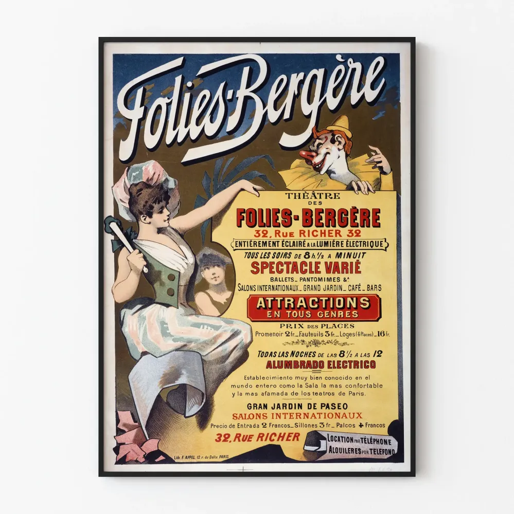 Teatteri Folies-Bergère - Vintage-seinäkoriste Pariisi
