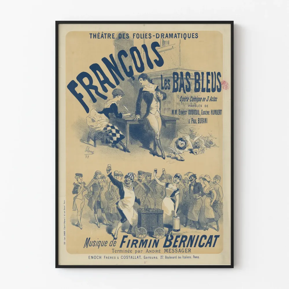 Teatteri Folies-Dramatiques François Les Bas Bleus -juliste