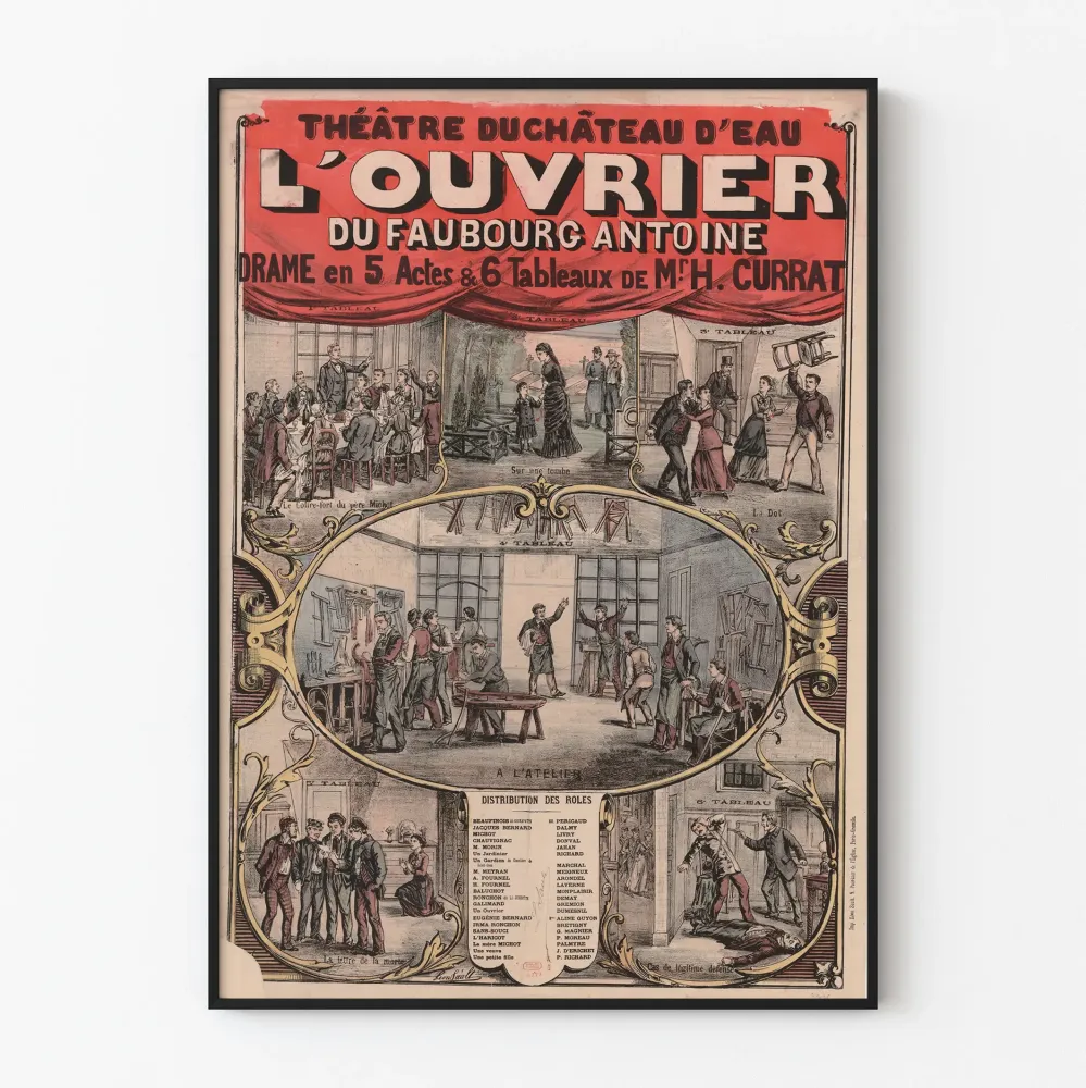 Teatteri Juliste L'Ouvrier du Faubourg Antoine - Näytelmä 5 näytöksessä