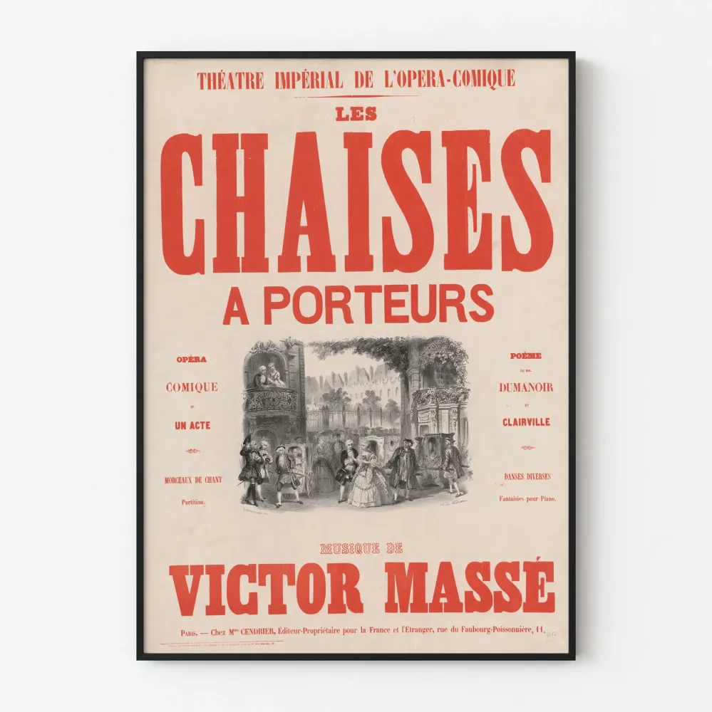 Teatteri Keisarillinen Juliste Les Chaises à Porteurs teoksesta Victor Massé