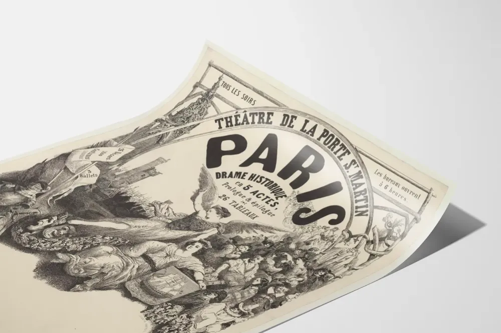 Teatteri Porte Saint-Martin Pariisi historiallinen draama juliste
