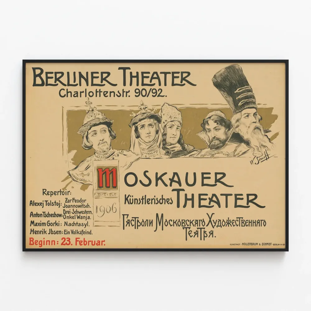 Teatterijuliste Berliinin teatteri Moskovan taiteellinen teatteri 1906