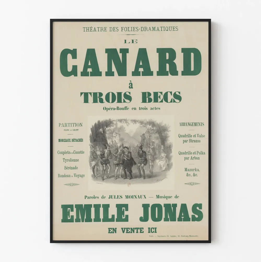 Teatterijuliste Le Canard à Trois Becs - Operetti kolmessa näytöksessä