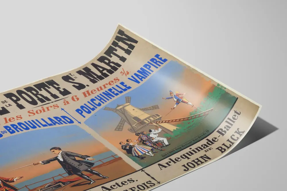 Teatterin juliste Porte Saint-Martin - Sumujen ritarit & Vampyyri Polichinelle