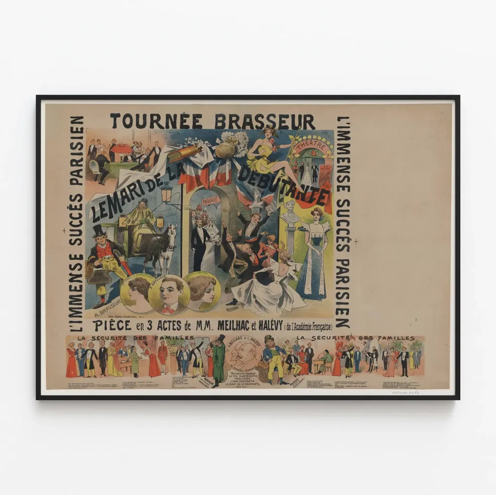 Teatterin kiertuejuliste Brasseur Le Mari de la Débutante