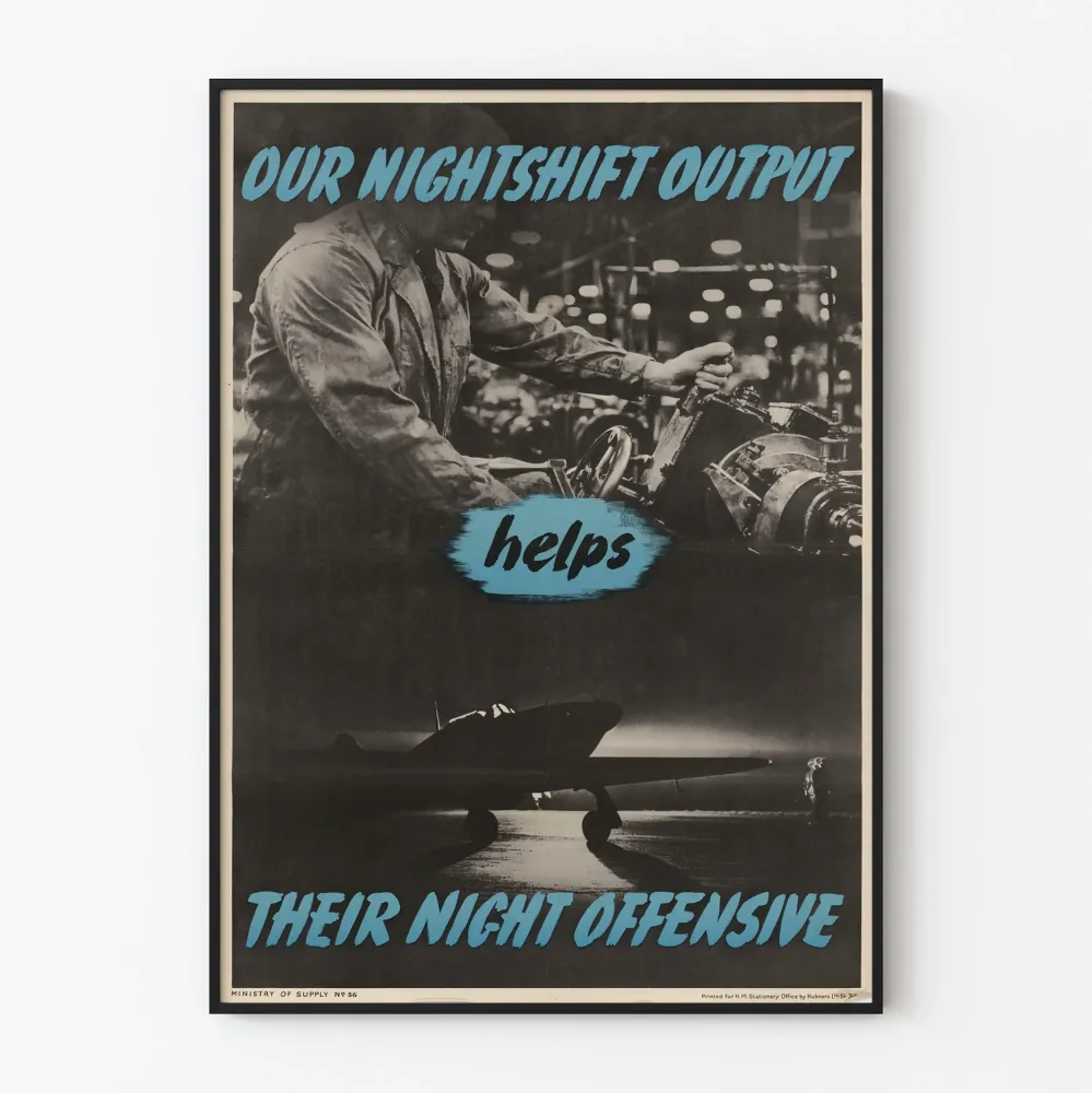 Teollisen propagandan juliste - Our Nightshift Output