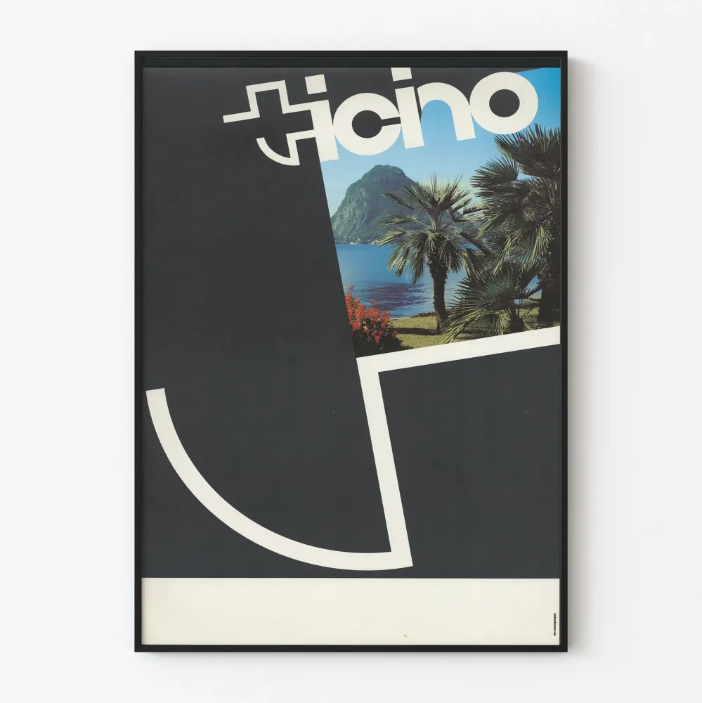 Ticino koristejuliste järvimaisemalla ja palmuilla
