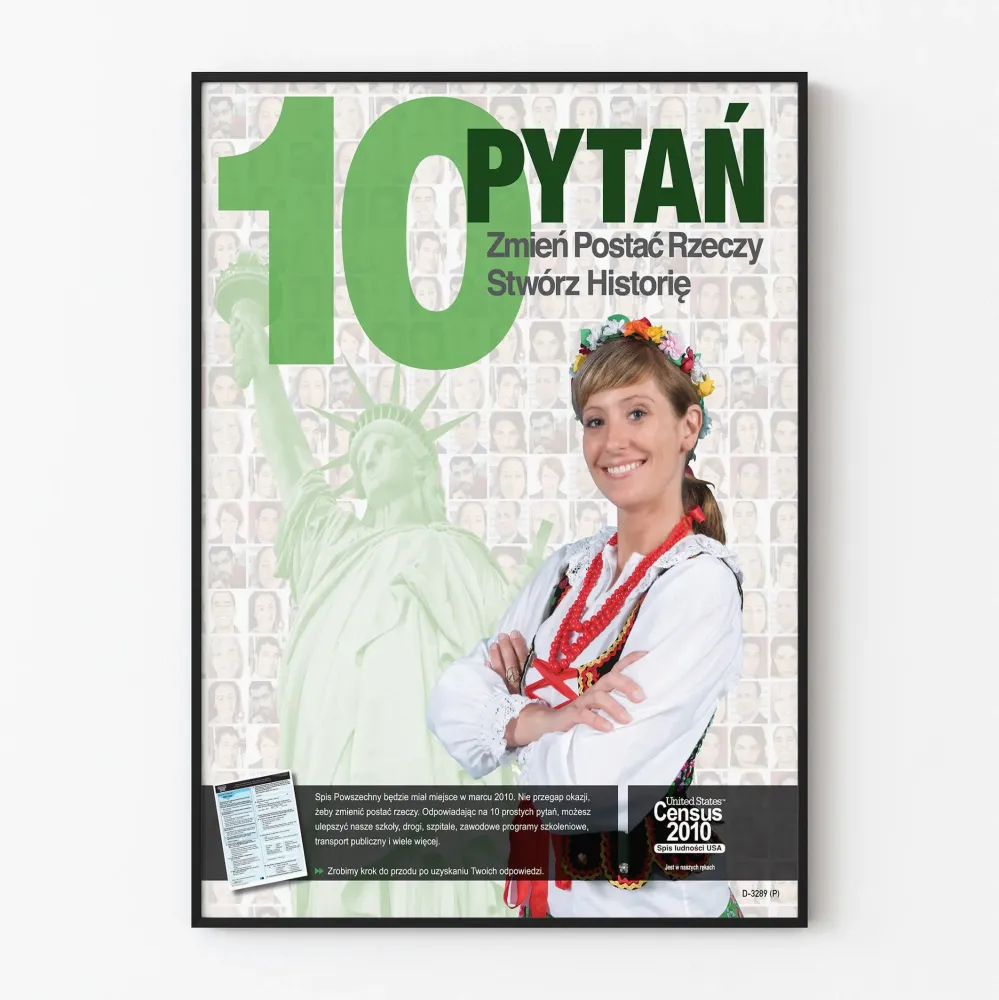 Tietoisuuden lisäämisen juliste vuoden 2010 väestönlaskennasta puolalaiselle yhteisölle