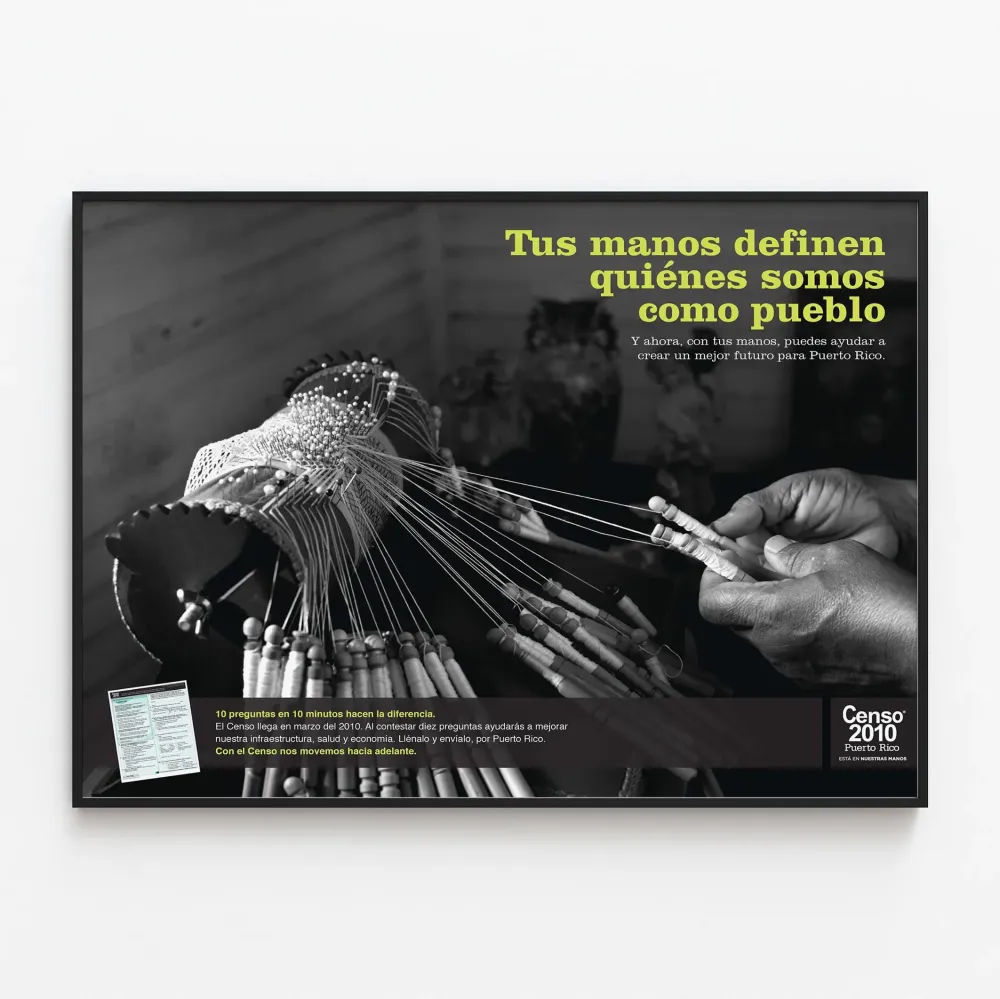 Tietoisuusjuliste Censo 2010 Puerto Rico - Sitoutunut seinäkoristelu
