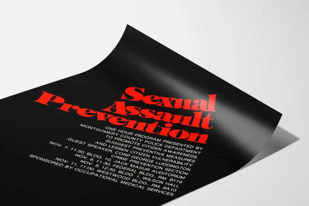 Turvallisuusjuliste seksuaalisen ahdistelun ehkäisemiseksi – vaikuttava muotoilu