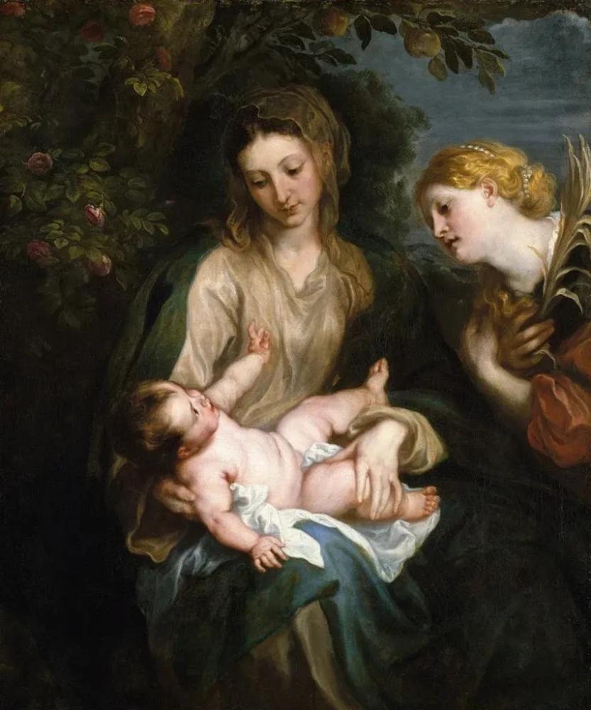 Tyhjä maalaus Vauvan kanssa ja Pyhän Katariinan Aleksandriasta - Antoine van Dyck | Taidetuloste