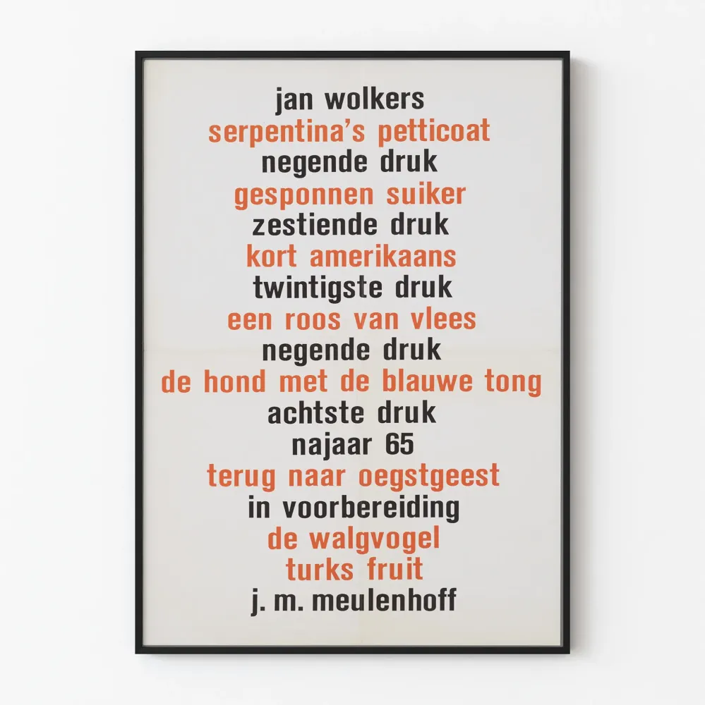 Typografinen juliste Jan Wolkers - Alkuperäinen seinäkoristelu