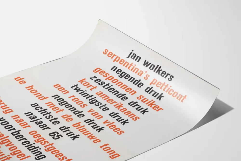 Typografinen juliste Jan Wolkers - Alkuperäinen seinäkoristelu