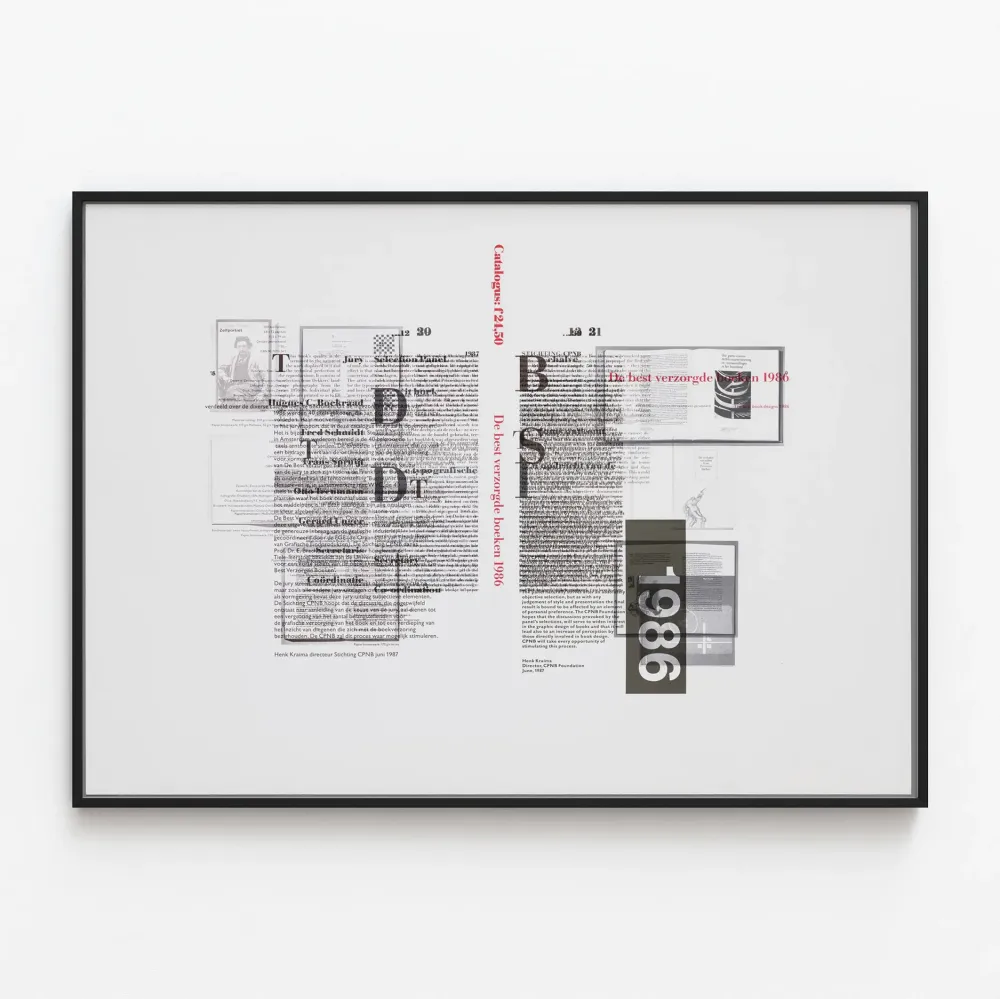 Typografinen juliste parhaiden hoidetumpien kirjojen suunnittelusta 1986