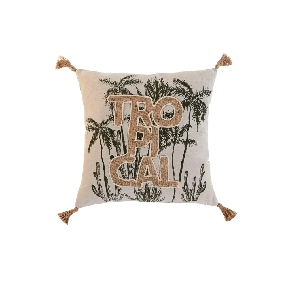 Tyyny Home ESPRIT Beige Luonnollinen Trooppinen Boho 45 x 5 x 45 cm