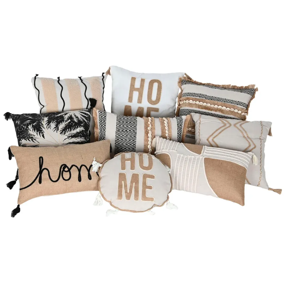 Tyyny Home ESPRIT Musta Boho Palmu 45 x 5 x 45 cm