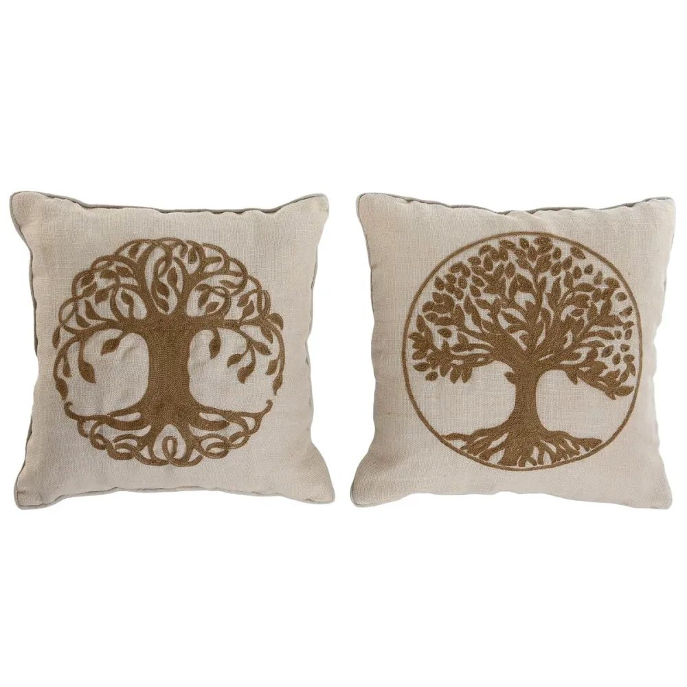 Tyyny Home ESPRIT Valkoinen Luonnollinen Puut Romanttinen 45 x 15 x 45 cm (2 osaa)