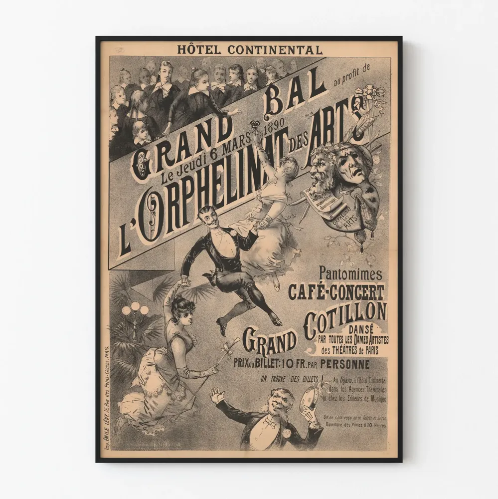 Vanha juliste Grand Bal Hôtel Continental 1890