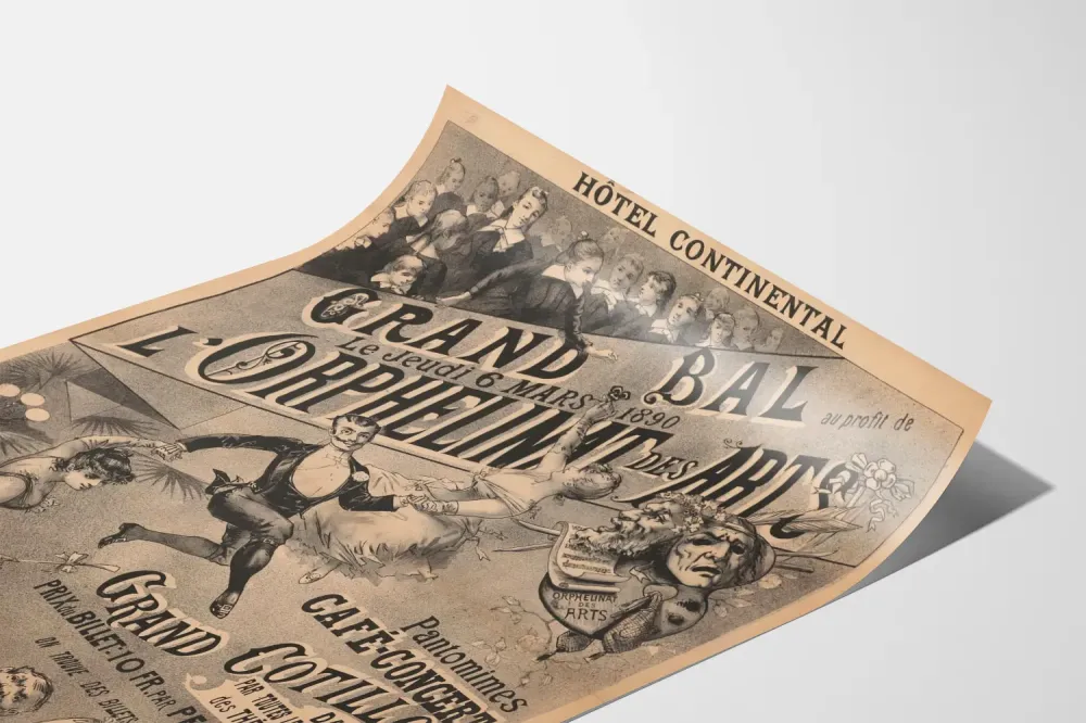 Vanha juliste Grand Bal Hôtel Continental 1890