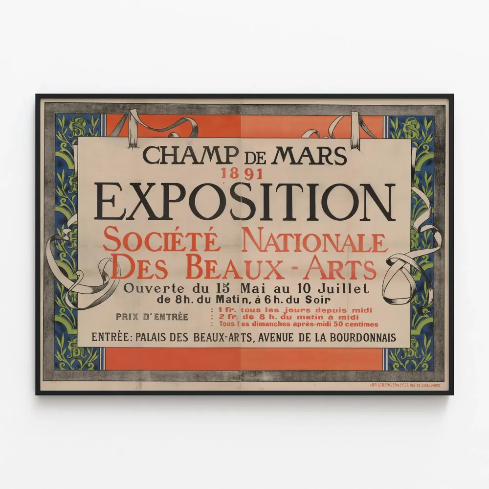 Vanha juliste Kansallisen kaunotaiteen seuran näyttelystä Champ de Mars 1891