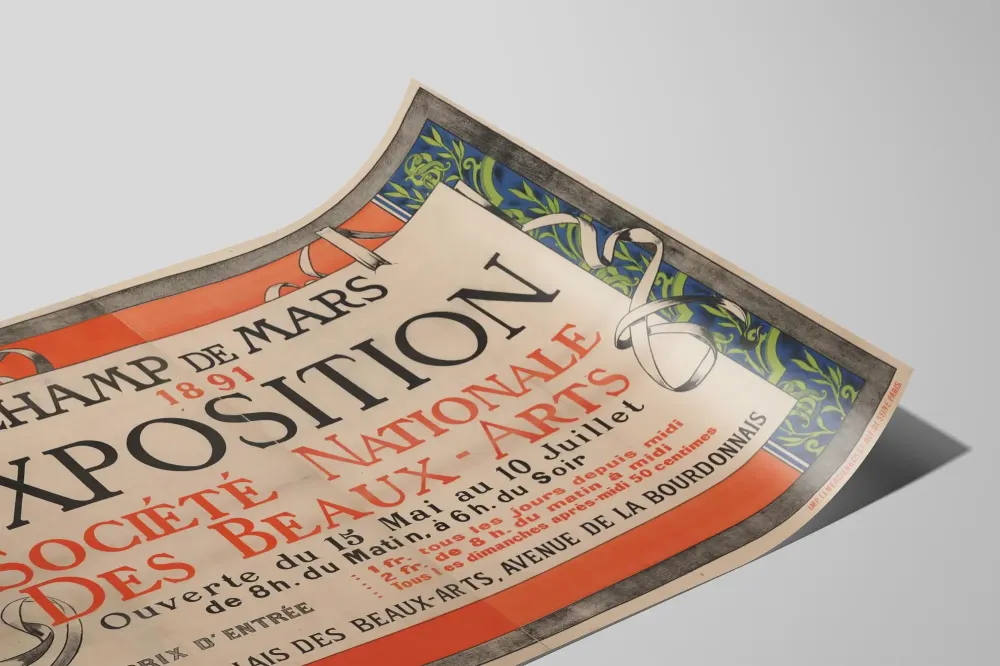 Vanha juliste Kansallisen kaunotaiteen seuran näyttelystä Champ de Mars 1891