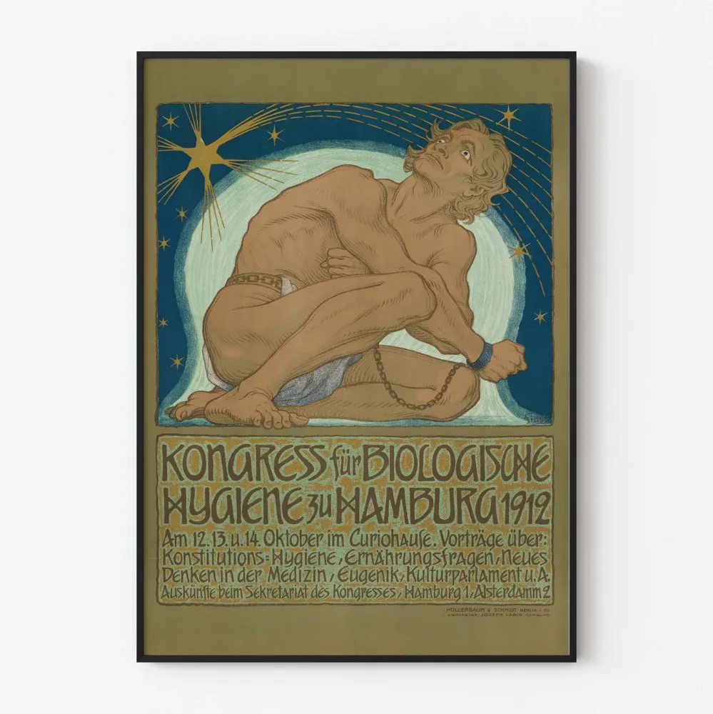 Vanha juliste Kongress für Biologische Hygiene Hampuri 1912