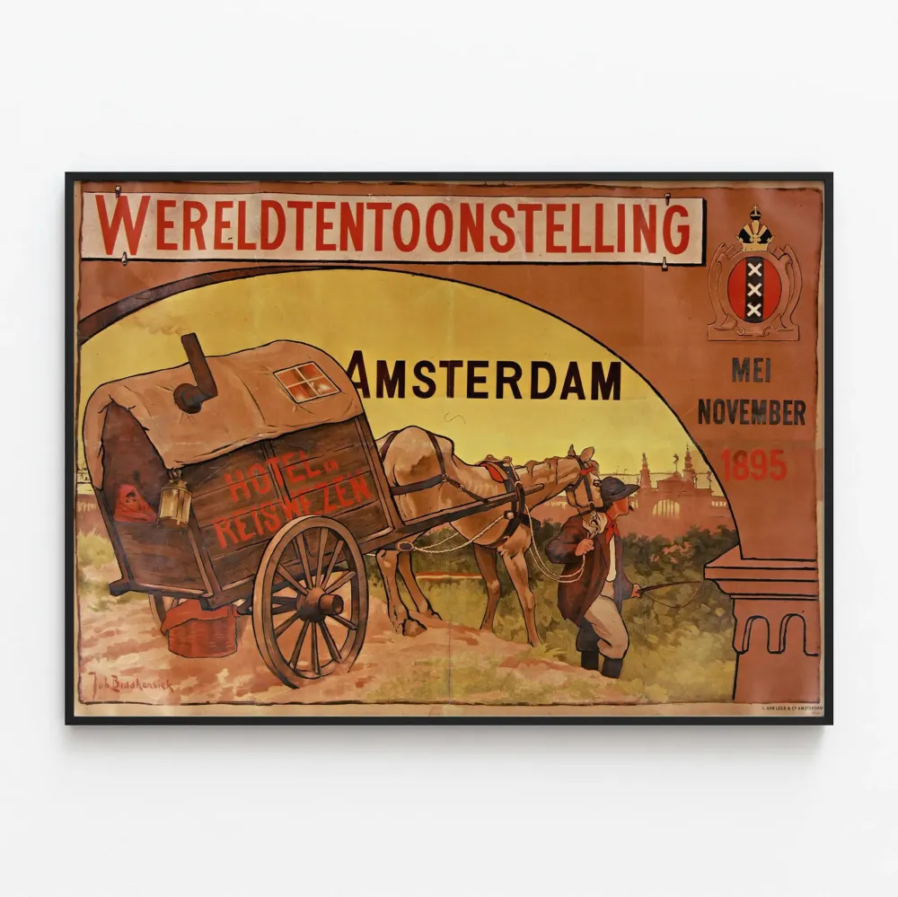 Vanha juliste maailmannäyttelystä Amsterdamin 1895