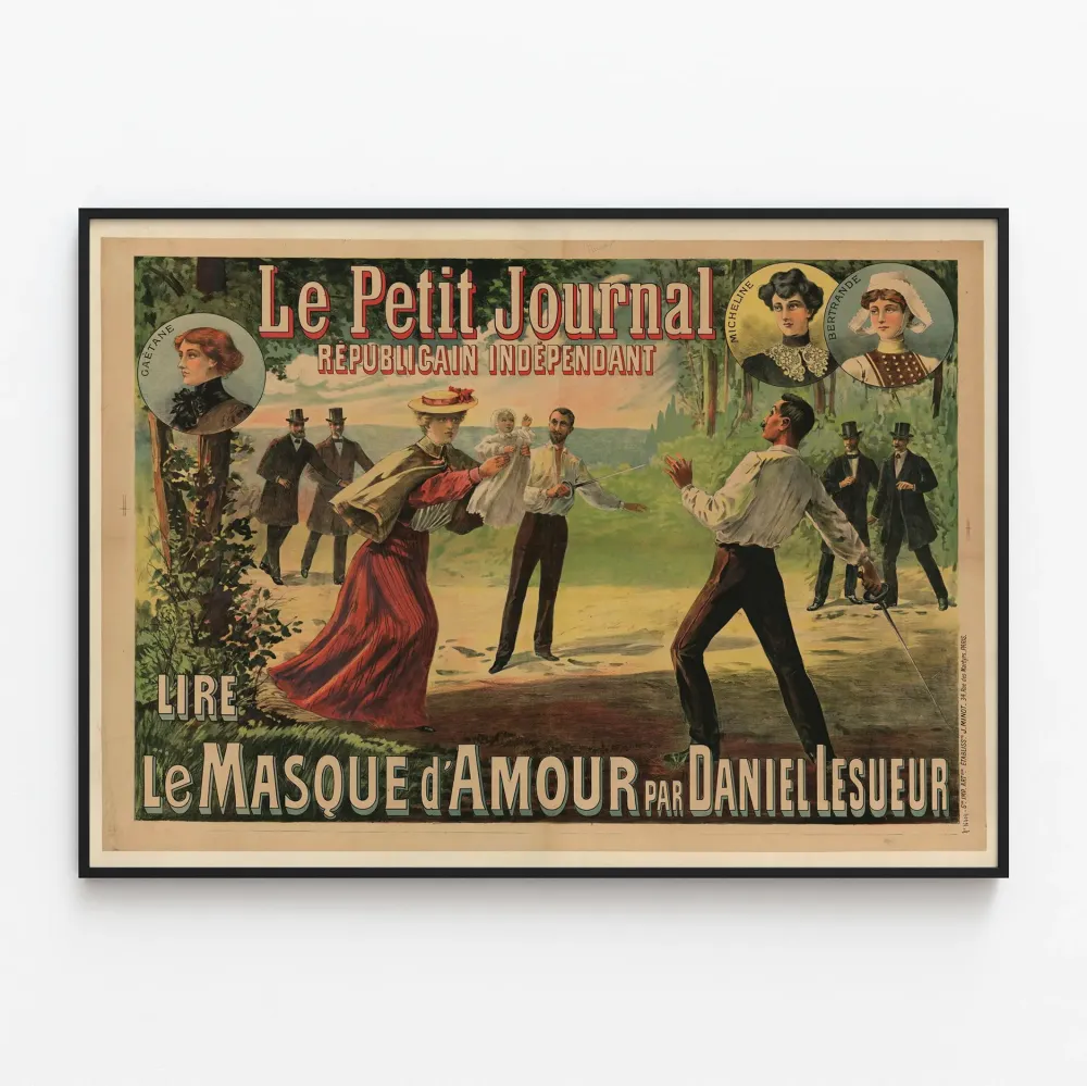 Vanha juliste Le Petit Journal - Le Masque d'Amour teokseelta Daniel Lesueur