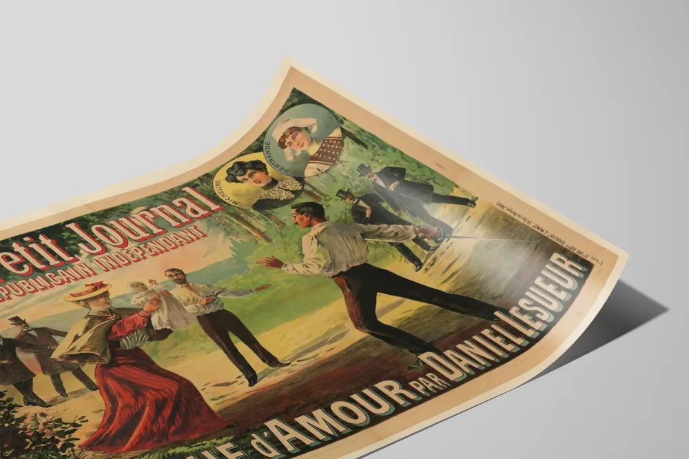 Vanha juliste Le Petit Journal - Le Masque d'Amour teokseelta Daniel Lesueur