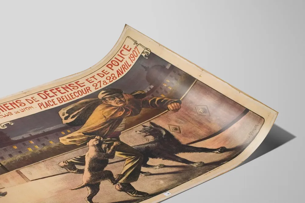 Vanha juliste puolustus- ja poliisikoirien kilpailusta 1907