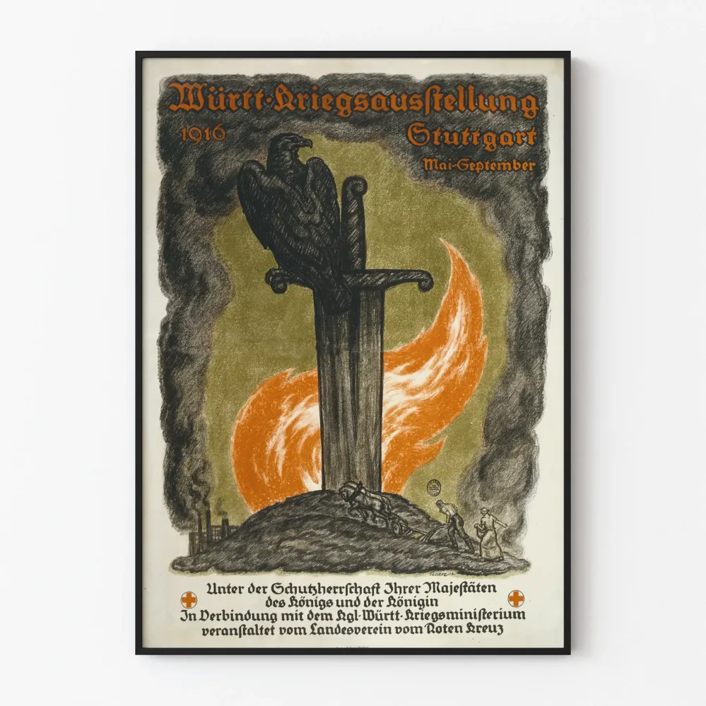 Vanha juliste sodanäyttelystä Stuttgart 1916
