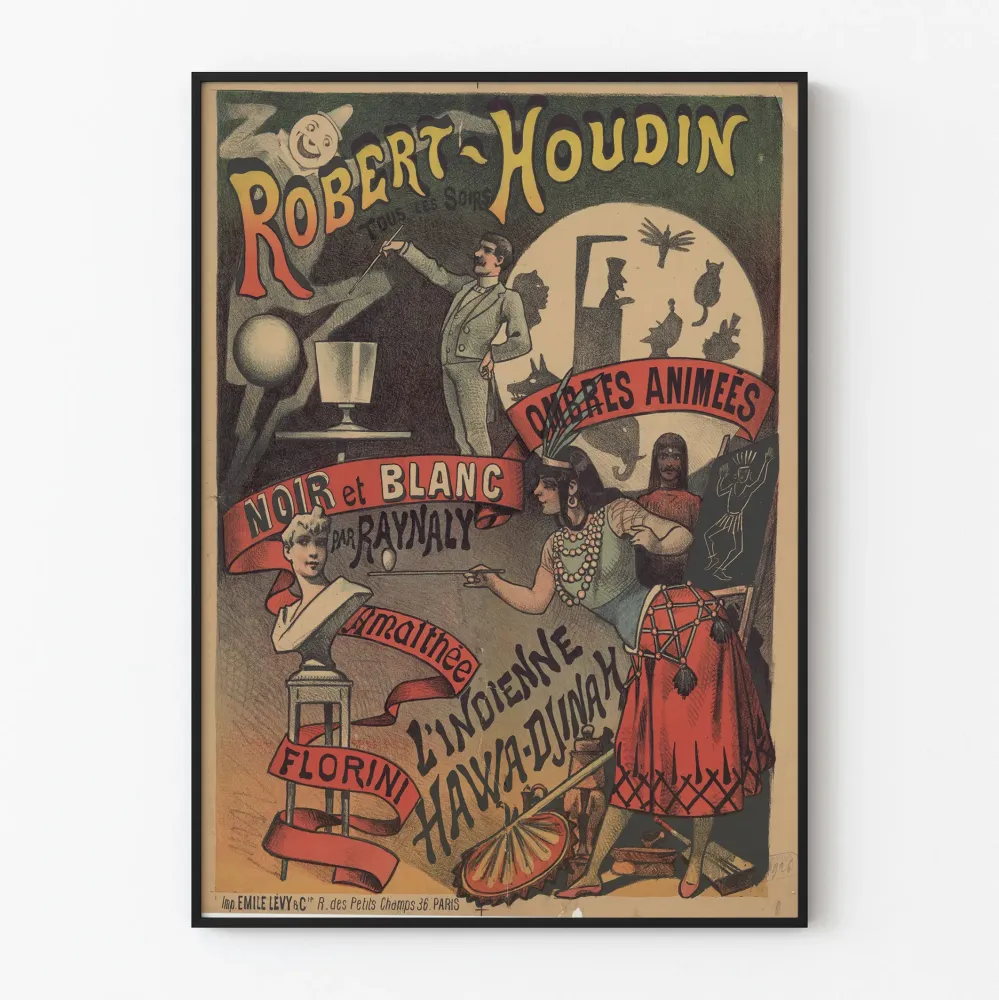 Vanha juliste Théâtre Robert-Houdin, mustavalkoinen, Raynaly